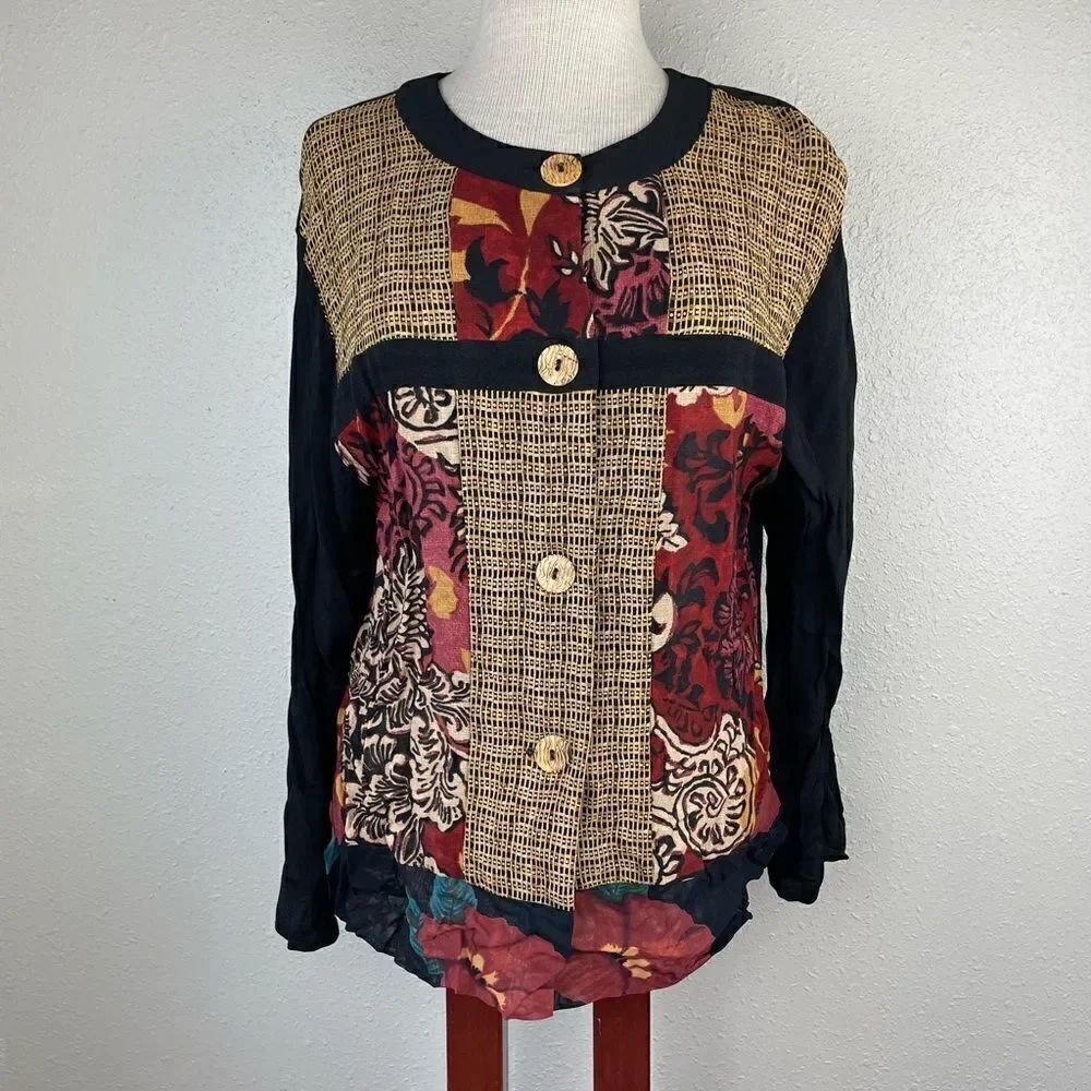 Carole Little Matching Button Down Top and Pants EUC